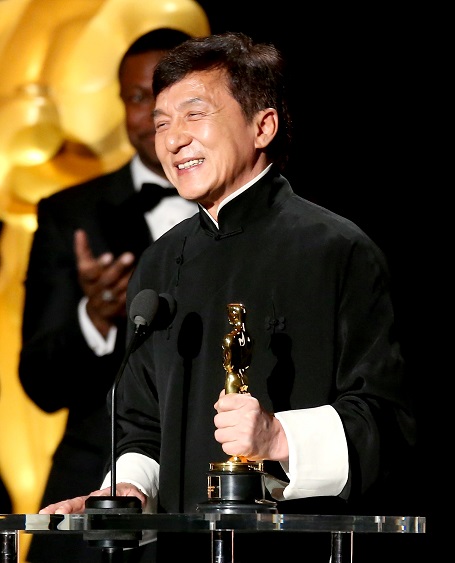 Jackie Chan receiving his Honorary Lifetime Achievement Awards at the Oscars in 2016